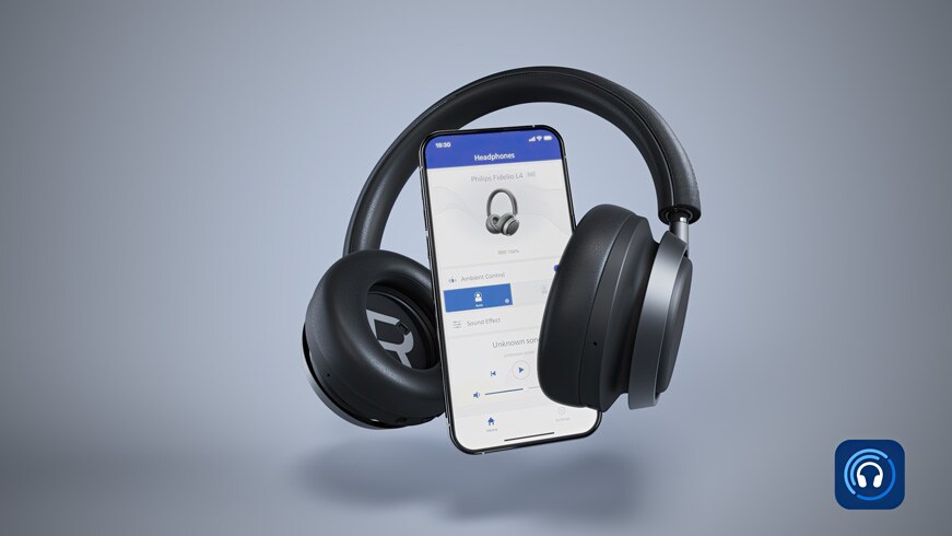 Ακουστικά fidelio L4 συνδεδεμένα στην εφαρμογή Philips Headphones